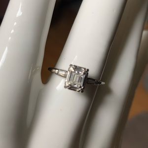 14kt white gold emerald cut Diamond ring